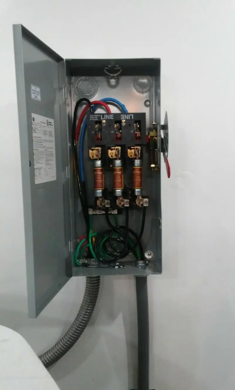 Three-phase disconnect switch installed for Smoke Detector Installation in North Hempstead